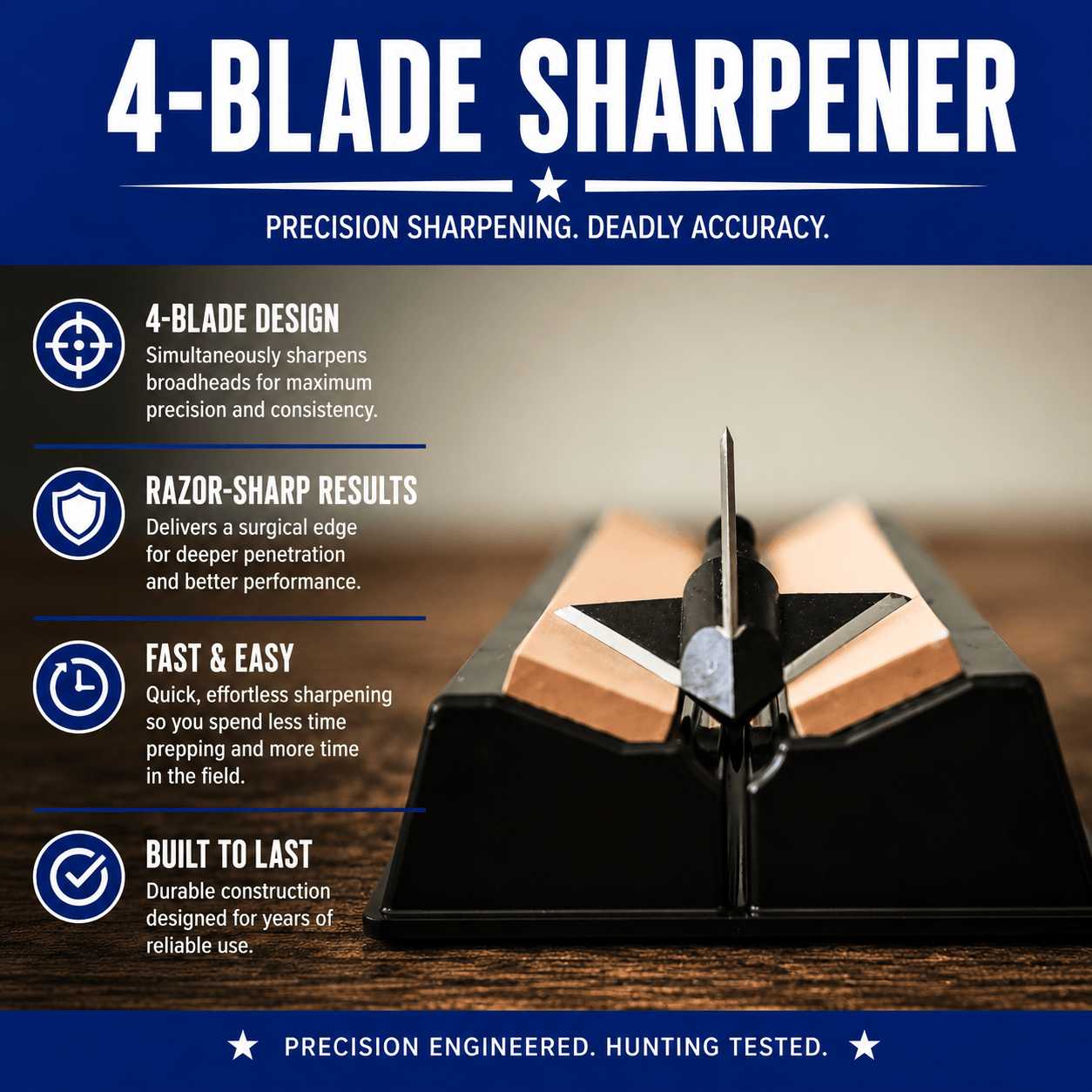Tooth of the Arrow Broadheads Archery 600 Grit Tooth of the Arrow | Fine Grit 4-Blade Broadhead Sharpener