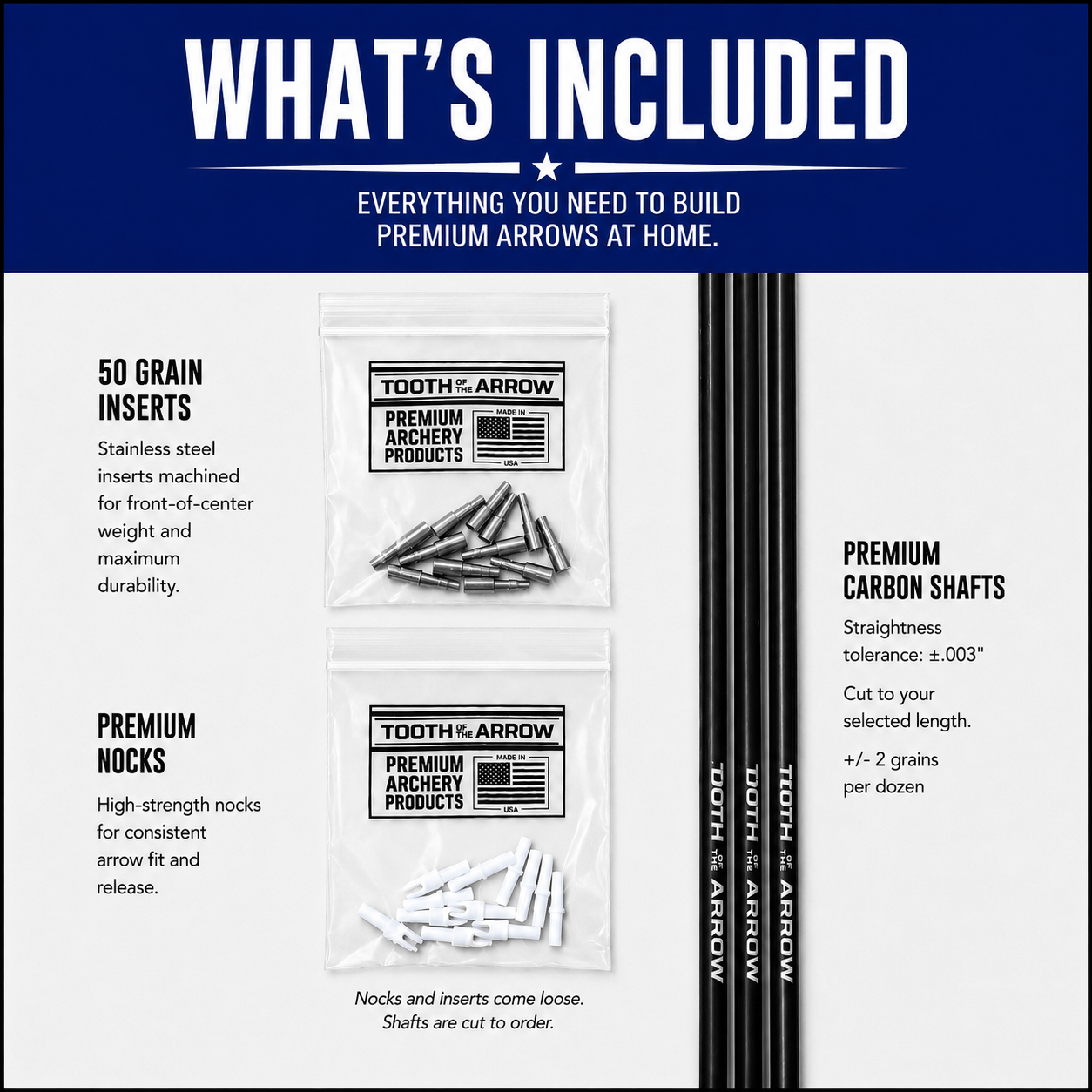 Tooth of the Arrow Broadheads Arrows TOTA | Hunting Arrows Shafts | Non-Woven | The Arrow .246” | 6mm