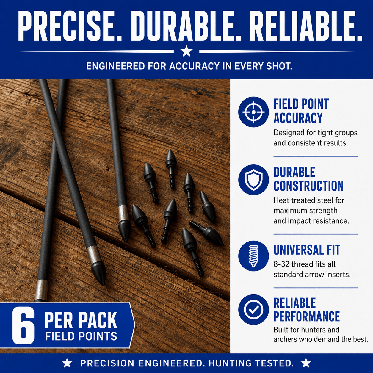 Tooth of the Arrow Broadheads Broadheads & Field Points Tooth of the Arrow |  Field Points | 8-32 Thread