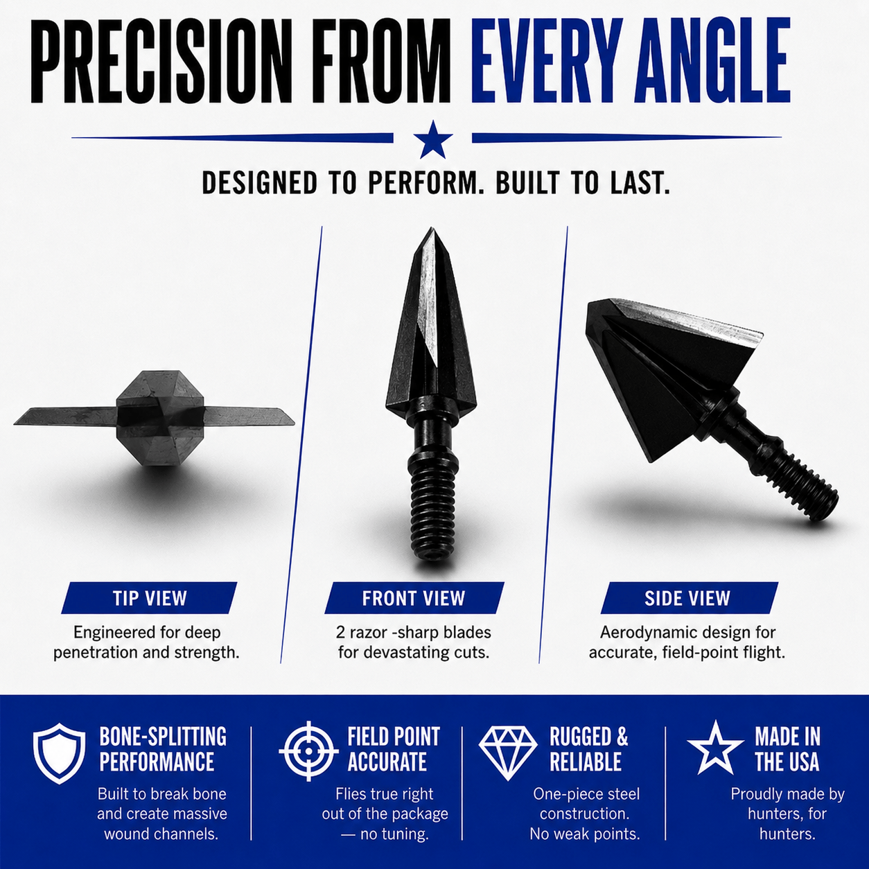 Tooth of the Arrow Broadheads Broadheads & Field Points TOTA | 100 grain broadhead | 1-inch single bevel | fixed blade