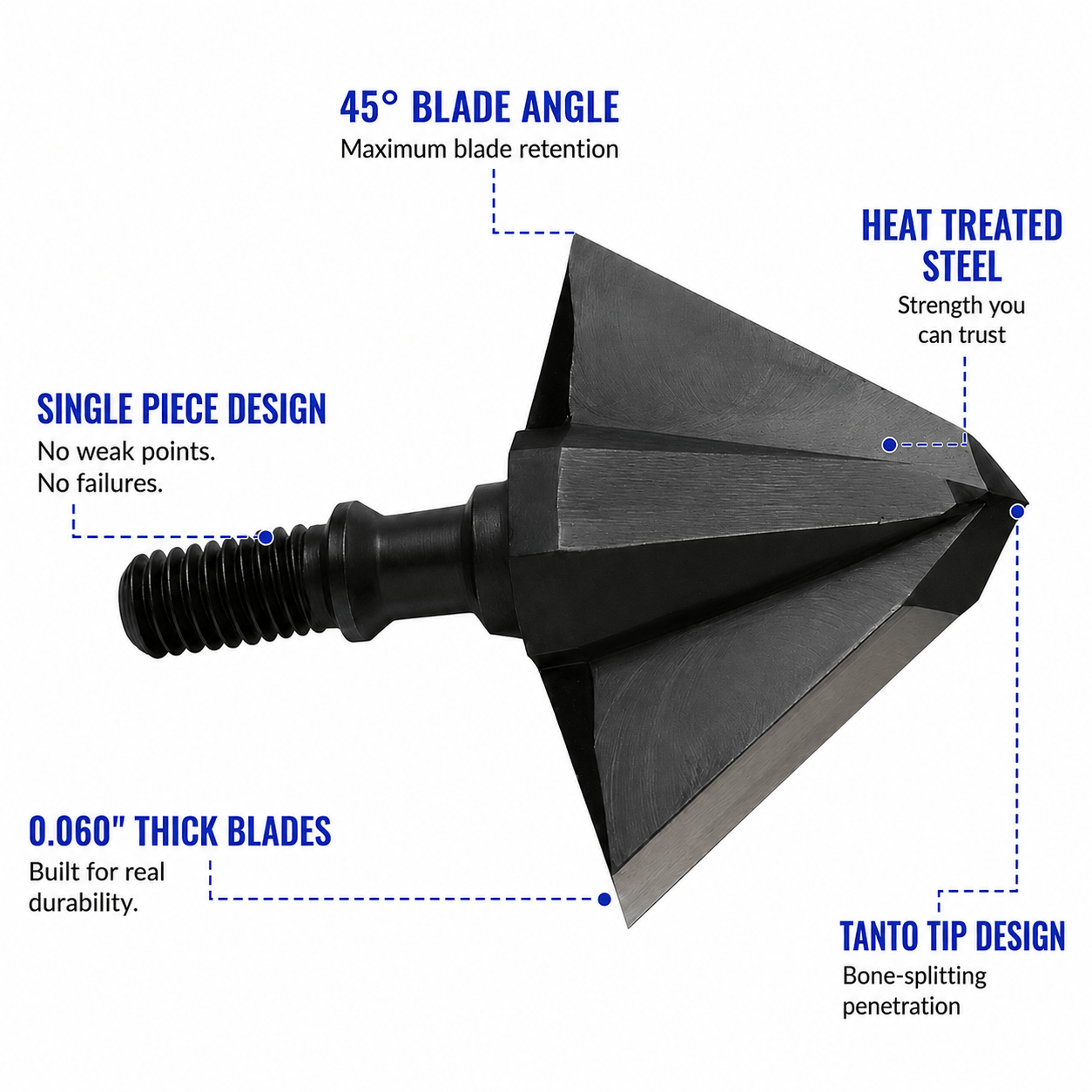 Tooth of the Arrow Broadheads Broadheads & Field Points TOTA | 100 grain broadhead | 1-inch single bevel | fixed blade