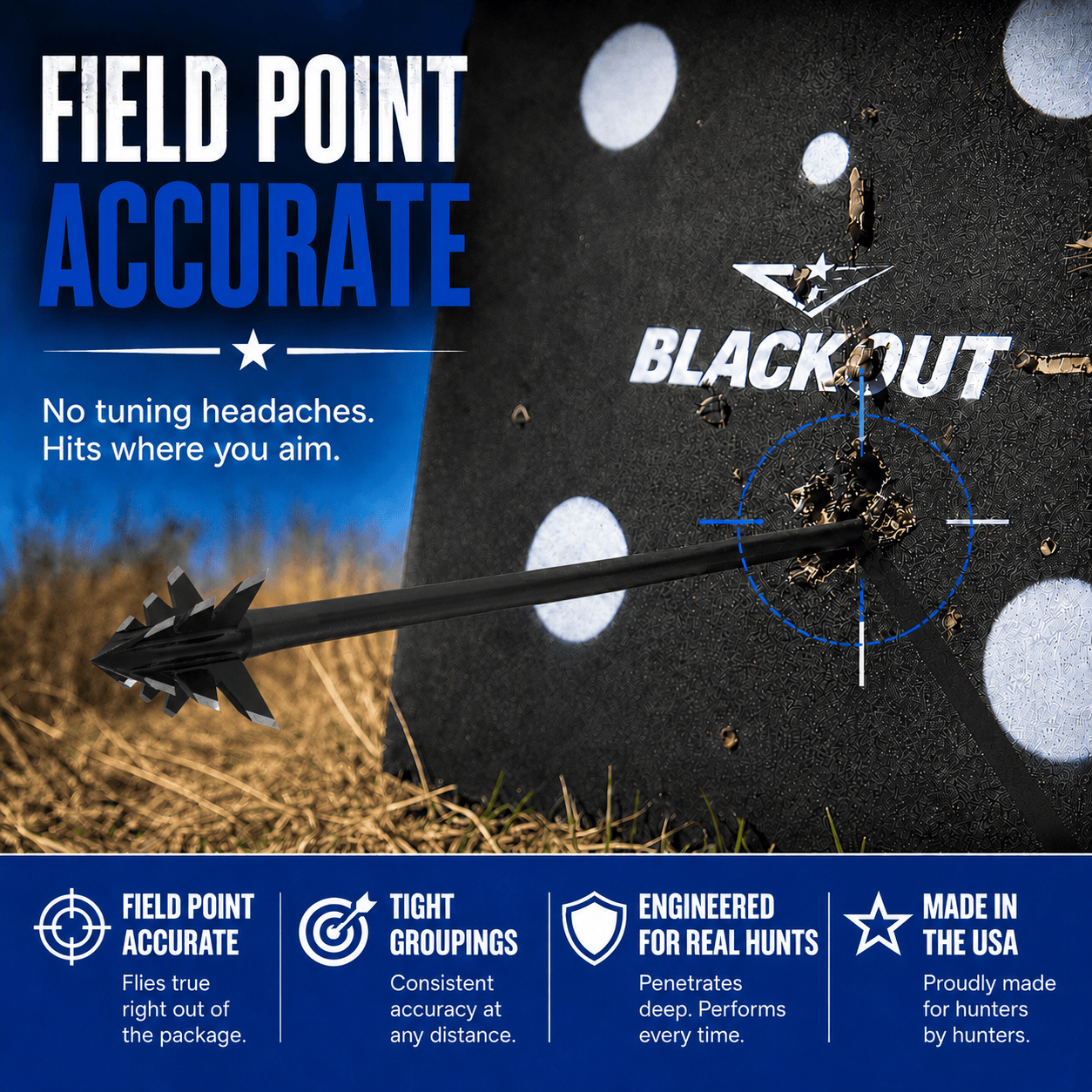 Tooth of the Arrow Broadheads Broadheads & Field Points TOTA | 100 Grain Broadhead |Small Game and Turkey | Fixed Blade