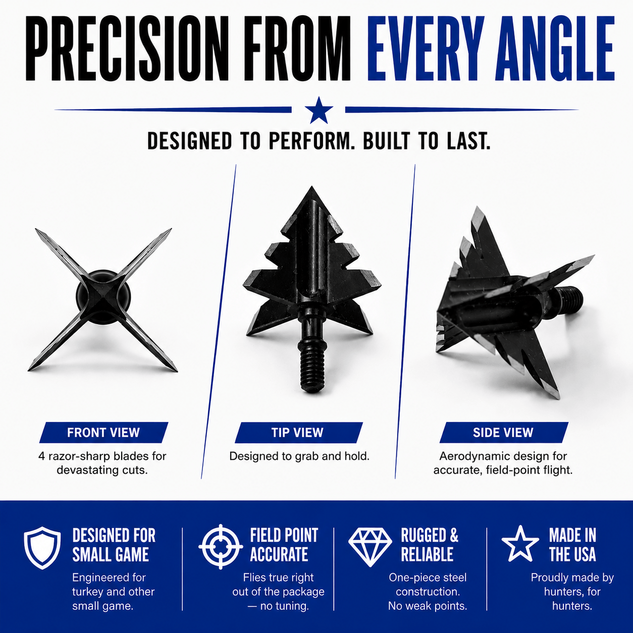 Tooth of the Arrow Broadheads Broadheads & Field Points TOTA | 100 Grain Broadhead |Small Game and Turkey | Fixed Blade