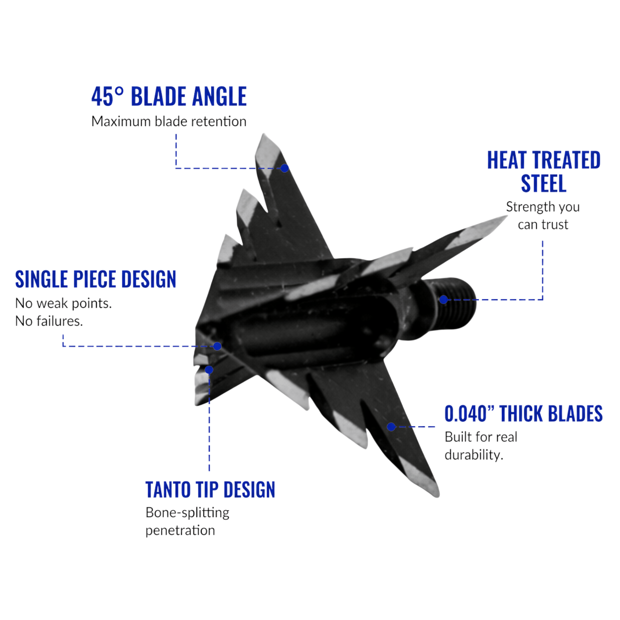 Tooth of the Arrow Broadheads Broadheads & Field Points TOTA | 100 Grain Broadhead |Small Game and Turkey | Fixed Blade
