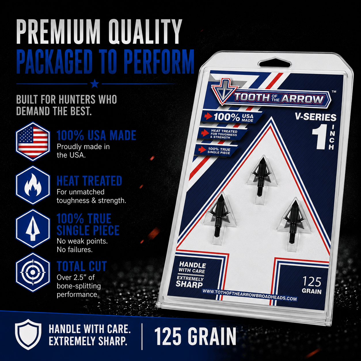 Tooth of the Arrow Broadheads Broadheads & Field Points TOTA | 125 grain broadhead | 1-inch vented | fixed blade