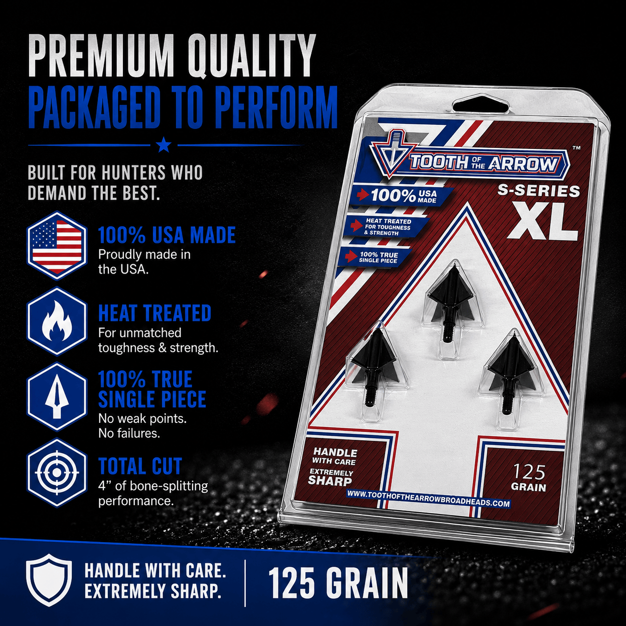 Tooth of the Arrow Broadheads Broadheads & Field Points TOTA | 125 grain XL broadhead  | 1-3/16-inch solid | fixed blade