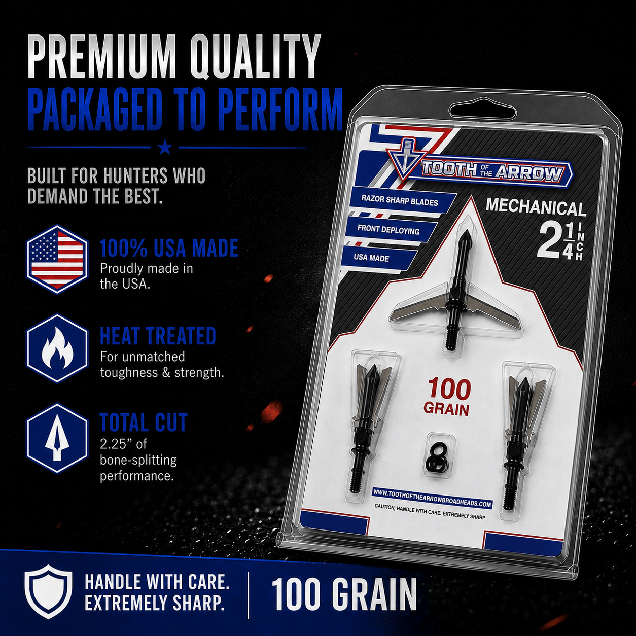 Tooth of the Arrow Broadheads Broadheads & Field Points TOTA | 2-Blade Expandable Broadhead | 2.25” Cut | 100 Grain